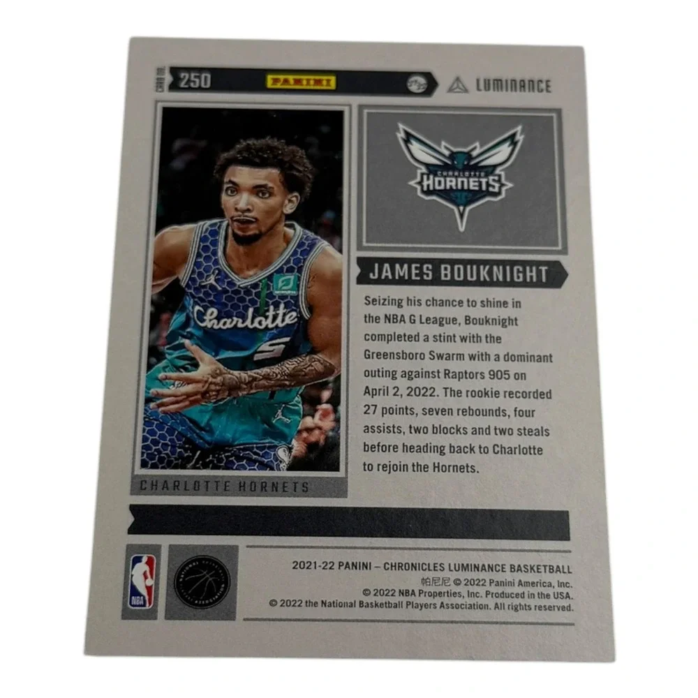 2021-22 Panini Chronicles Luminance James Bouknight Rookie Card 250 Hornets RC